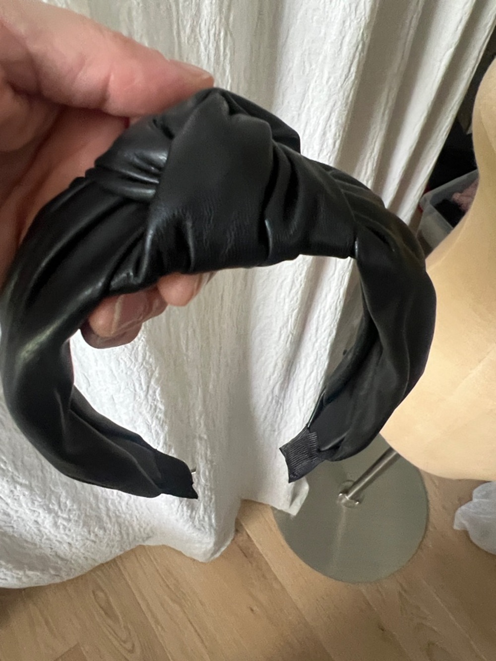 Black Knotted Faux-Leather Headband - Women Accessories